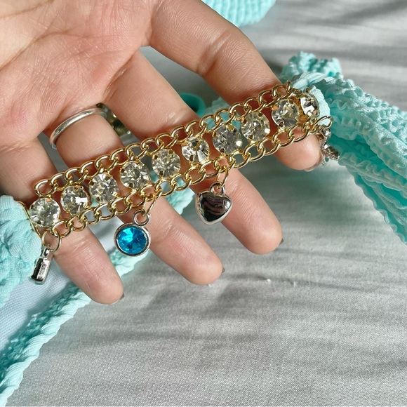 Shein Light Blue Bikini with Gold Charmed Chain - Picture 5 of 7